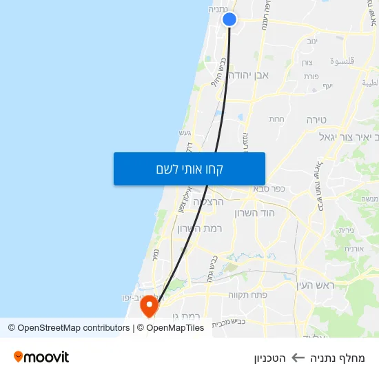 מפת מחלף נתניה להטכניון