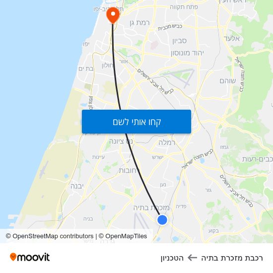 מפת רכבת מזכרת בתיה להטכניון