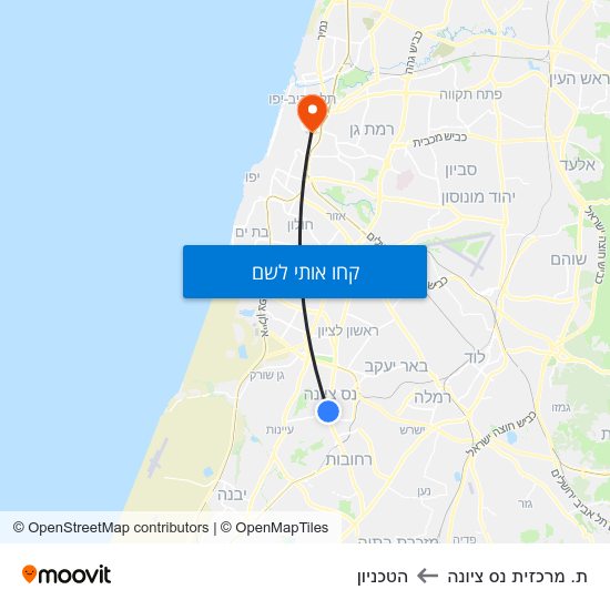 מפת ת. מרכזית נס ציונה להטכניון