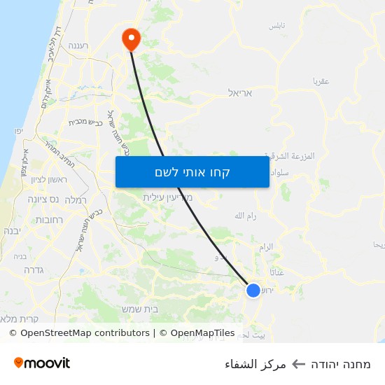 מפת תחנת רכבת קלה מחנה יהודה לمركز الشفاء