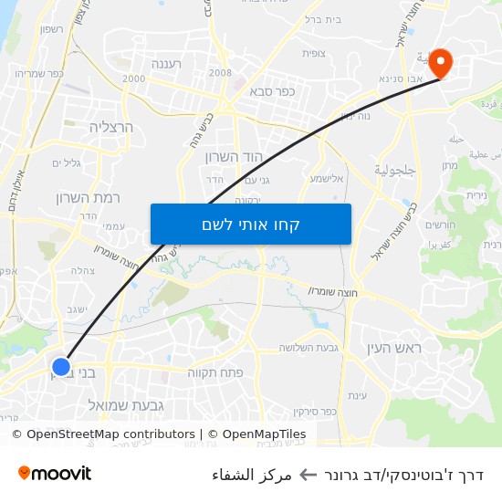 מפת דרך ז'בוטינסקי/דב גרונר לمركز الشفاء