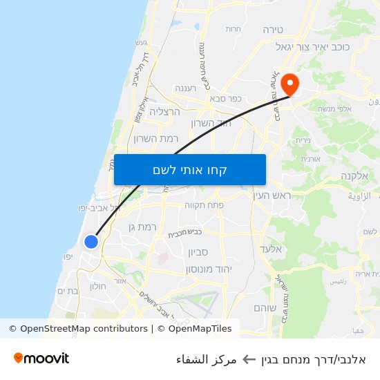 מפת אלנבי/דרך מנחם בגין לمركز الشفاء