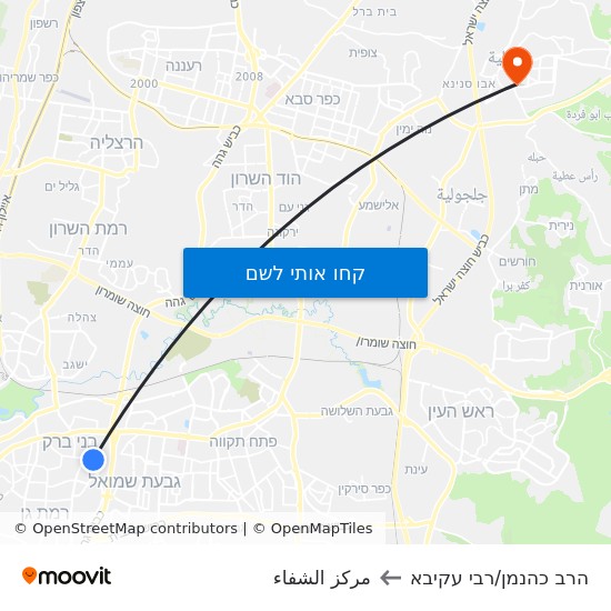 מפת הרב כהנמן/רבי עקיבא לمركز الشفاء