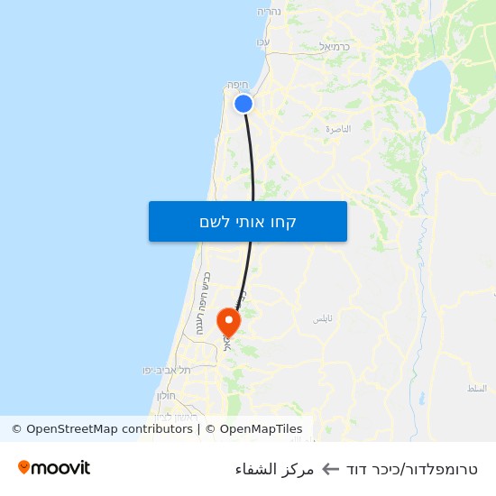 מפת טרומפלדור/כיכר דוד לمركز الشفاء