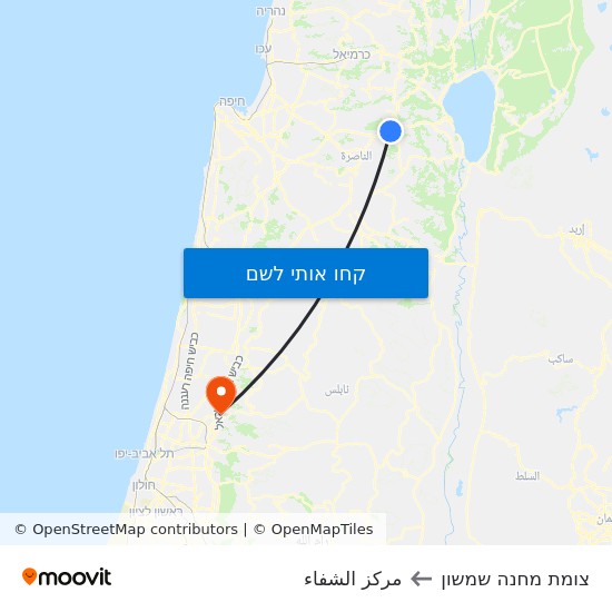 מפת צומת מחנה שמשון לمركز الشفاء
