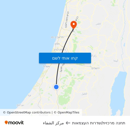 מפת תחנה מרכזית/שדרות העצמאות לمركز الشفاء