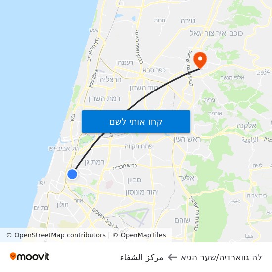 מפת לה גווארדיה/שער הגיא לمركز الشفاء