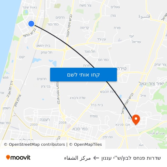 מפת שדרות פנחס לבון/ש''י עגנון לمركز الشفاء