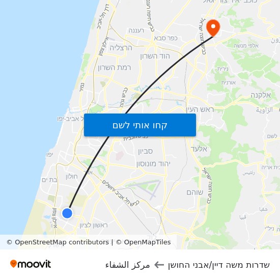 מפת שדרות משה דיין/אבני החושן לمركز الشفاء