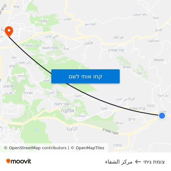 מפת צומת גיתי לمركز الشفاء