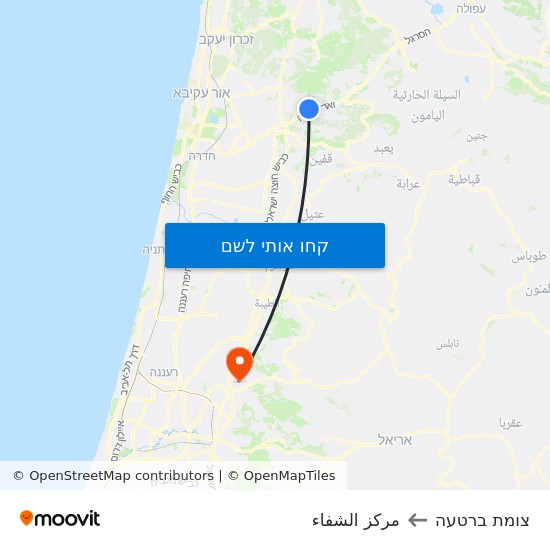 מפת צומת ברטעה לمركز الشفاء