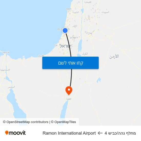 מפת מחלף גהה/כביש 4 לRamon International Airport