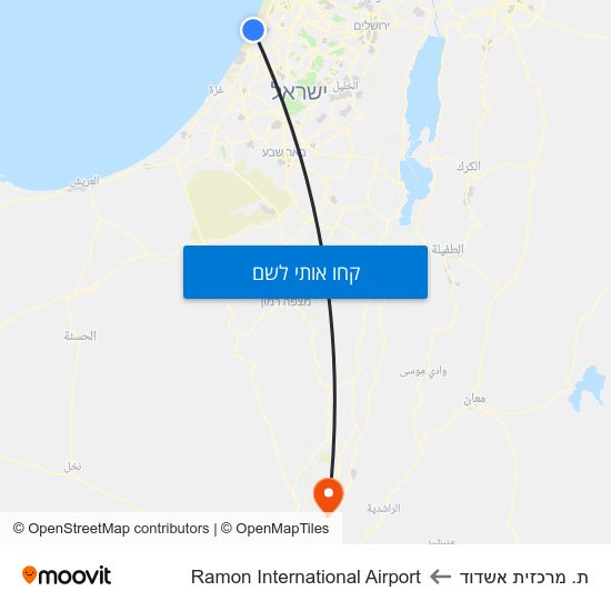 מפת ת. מרכזית אשדוד לRamon International Airport