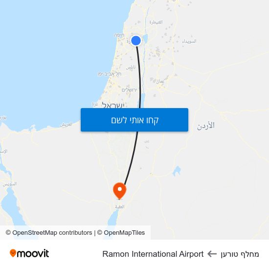 מפת מחלף טורען לRamon International Airport