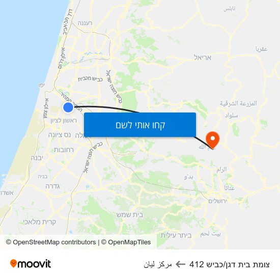 מפת צומת בית דגן/כביש 412 לمركز ليان