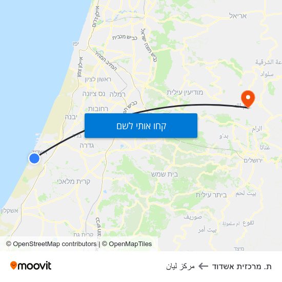מפת ת. מרכזית אשדוד לمركز ليان