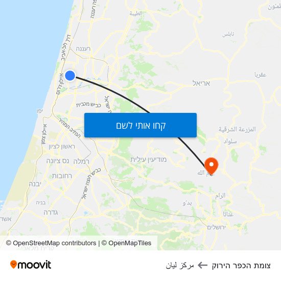 מפת צומת הכפר הירוק לمركز ليان