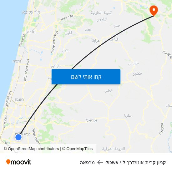 מפת קניון קרית אונו/דרך לוי אשכול למרפאה