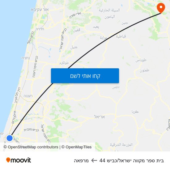 מפת בית ספר מקווה ישראל/כביש 44 למרפאה