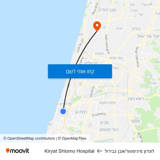 מפת לונדון מיניסטור/אבן גבירול לKiryat Shlomo Hospital