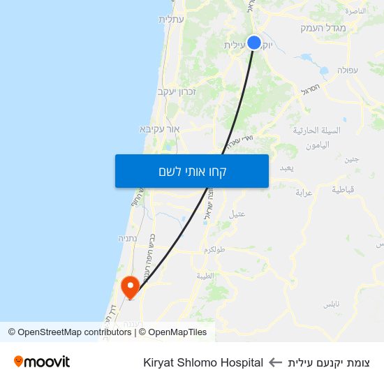 מפת צומת יקנעם עילית לKiryat Shlomo Hospital