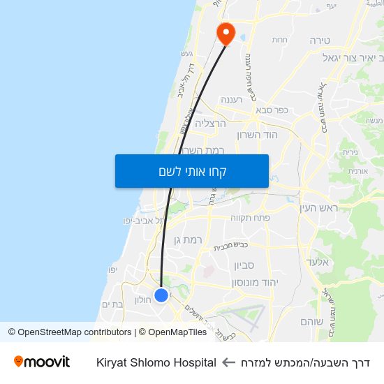 מפת דרך השבעה/המכתש למזרח לKiryat Shlomo Hospital