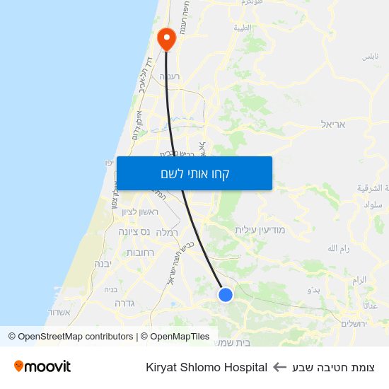 מפת צומת חטיבה שבע לKiryat Shlomo Hospital