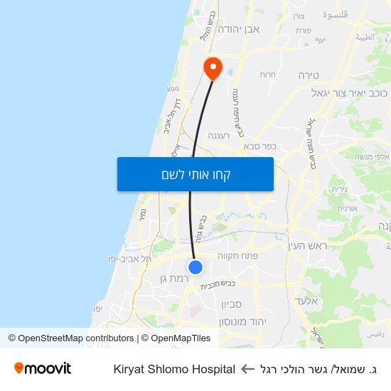 מפת ג. שמואל/ גשר הולכי רגל לKiryat Shlomo Hospital