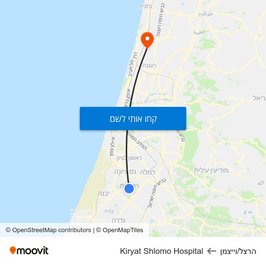 מפת הרצל/וייצמן לKiryat Shlomo Hospital