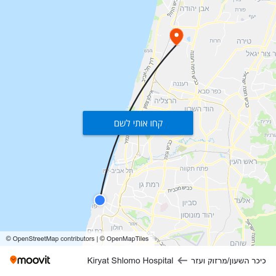 מפת כיכר השעון/מרזוק ועזר לKiryat Shlomo Hospital