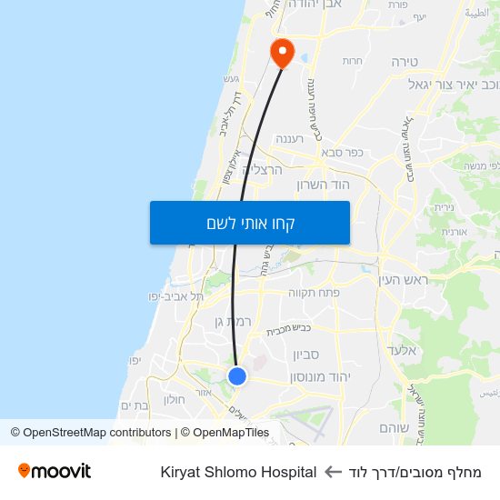 מפת מחלף מסובים/דרך לוד לKiryat Shlomo Hospital