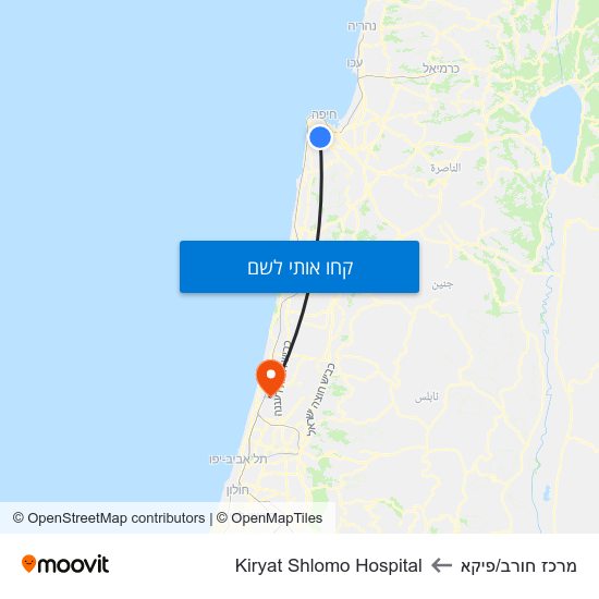 מפת מרכז חורב/פיקא לKiryat Shlomo Hospital