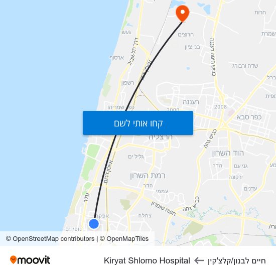 מפת חיים לבנון/קלצ'קין לKiryat Shlomo Hospital