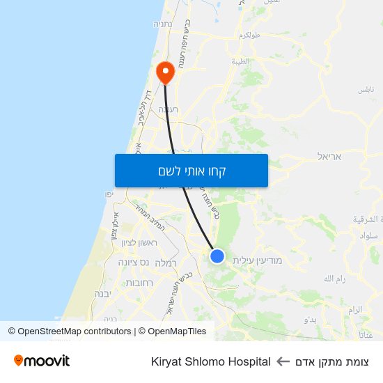 מפת צומת מתקן אדם לKiryat Shlomo Hospital
