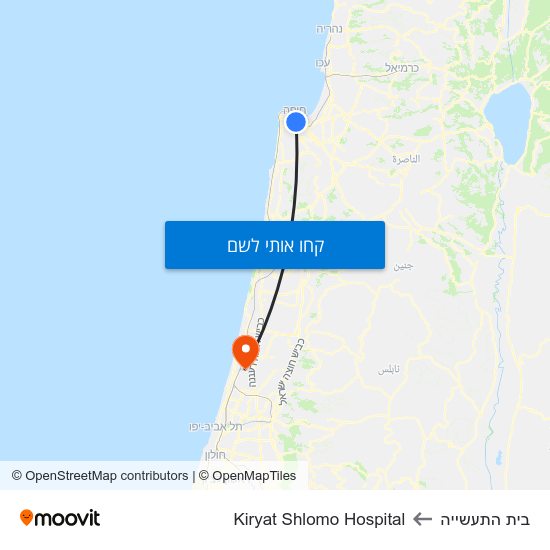 מפת בית התעשייה לKiryat Shlomo Hospital