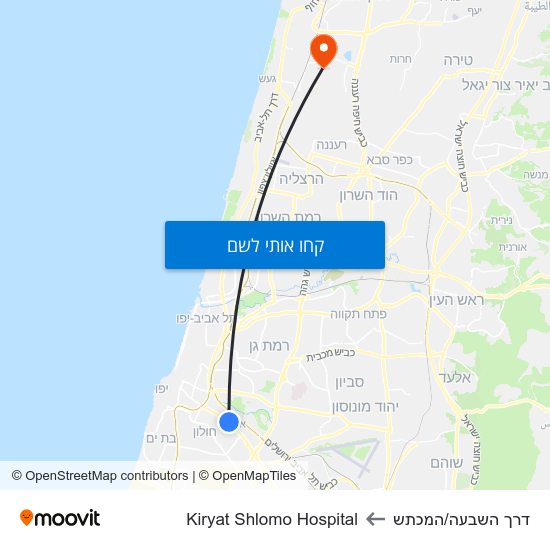 מפת דרך השבעה/המכתש לKiryat Shlomo Hospital