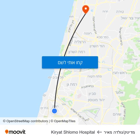 מפת מדיטק/גולדה מאיר לKiryat Shlomo Hospital