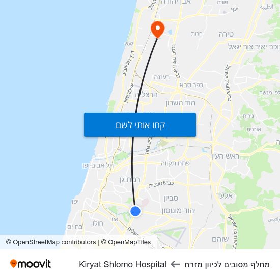 מפת מחלף מסובים   לכיוון מזרח לKiryat Shlomo Hospital