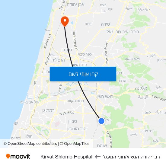 מפת רבי יהודה הנשיא/חוני המעגל לKiryat Shlomo Hospital