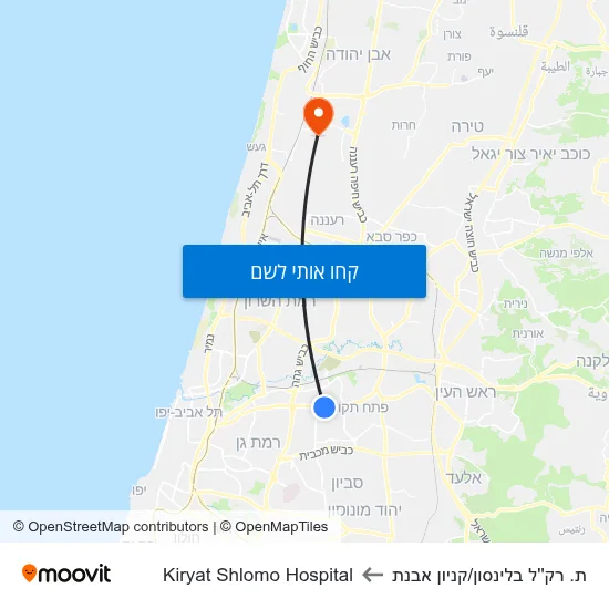 מפת ת. רק''ל בלינסון/קניון אבנת לKiryat Shlomo Hospital