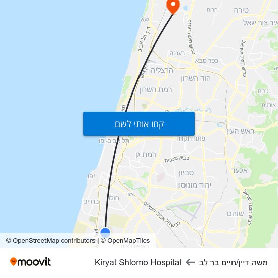 מפת משה דיין/חיים בר לב לKiryat Shlomo Hospital