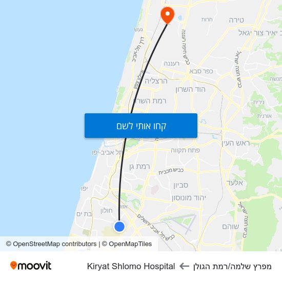 מפת מפרץ שלמה/רמת הגולן לKiryat Shlomo Hospital