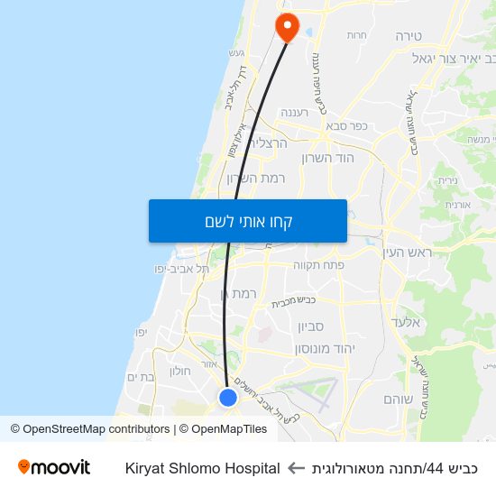 מפת כביש 44/תחנה מטאורולוגית לKiryat Shlomo Hospital