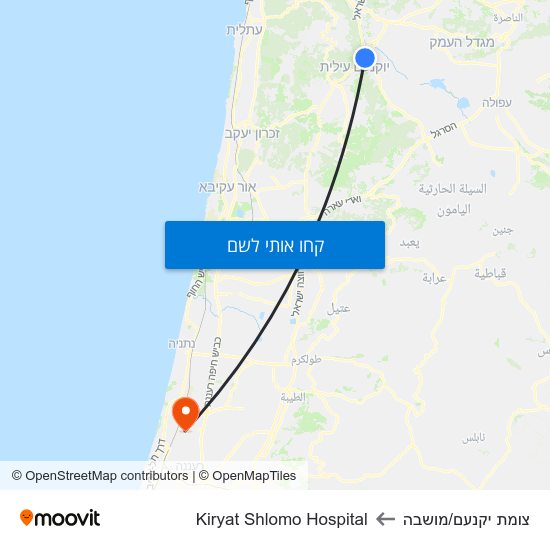 מפת צומת יקנעם/מושבה לKiryat Shlomo Hospital