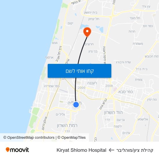 מפת קהילת ציון/מוהליבר לKiryat Shlomo Hospital