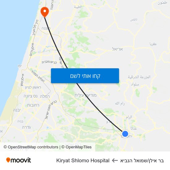 מפת בר אילן/שמואל הנביא לKiryat Shlomo Hospital