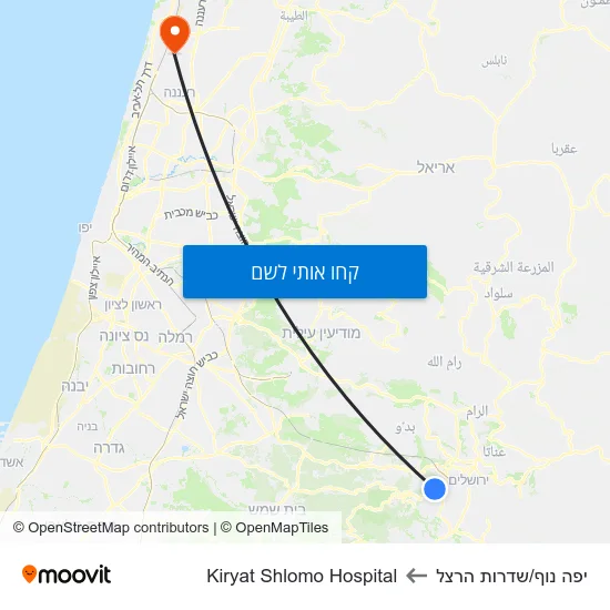 מפת יפה נוף/שדרות הרצל לKiryat Shlomo Hospital