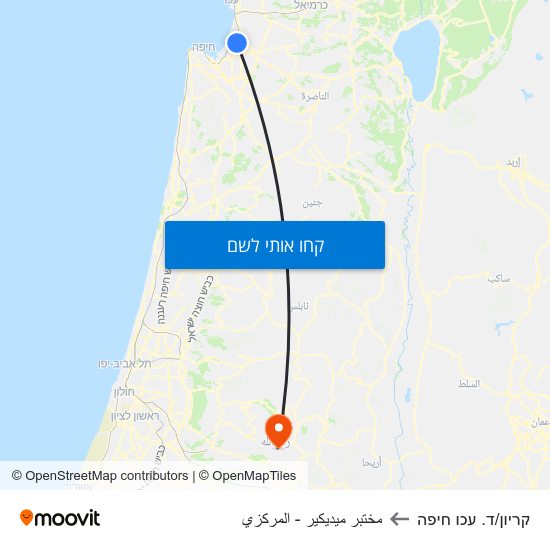 מפת קריון/ד. עכו חיפה לمختبر ميديكير - المركزي