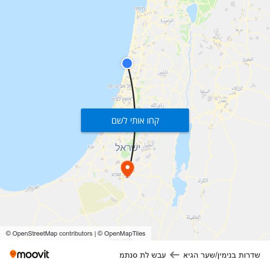 מפת שדרות בנימין/שער הגיא לעבש לת סנתמ