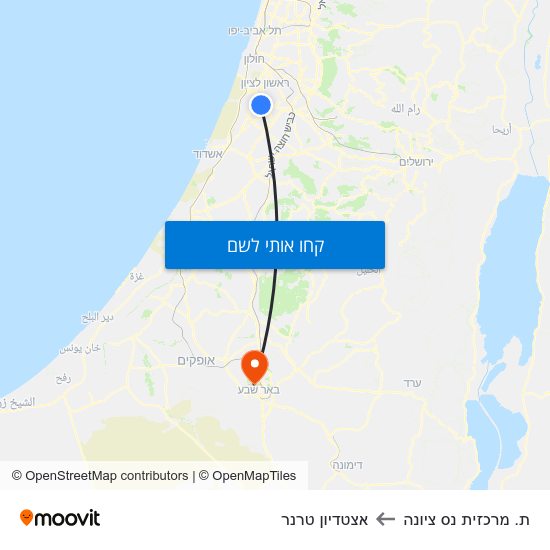 מפת ת. מרכזית נס ציונה לאצטדיון טרנר